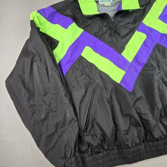 Vintage Windbreaker Men's L Color Block Neon 80s 90s Pacific Grove Sportswear - Picture 4 of 16